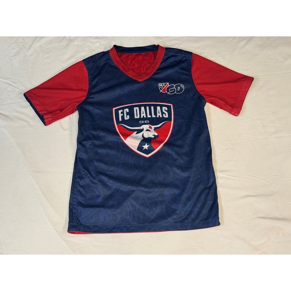 MLS GO Other - FC Dallas MLS GO Youth Soccer Jersey Reversible Red Navy Blue Size YL 80658